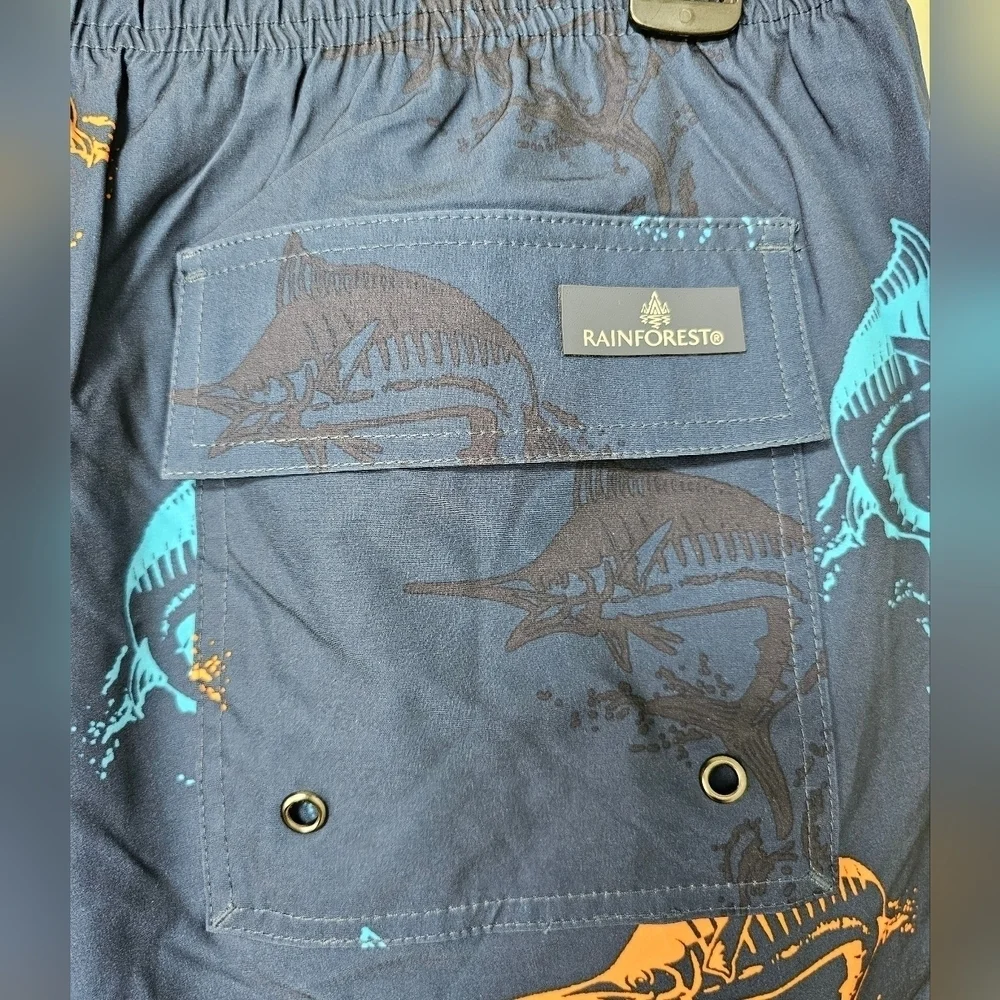 Rainforest Men's Catch Quick Dry Swim Trunks, Swordfish Navy Bering Sea